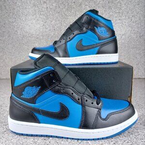 Nike Air Jordan 1 Mid Black Royal Blue Sneakers Shoes